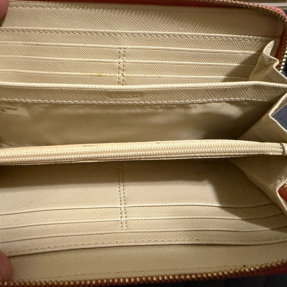 Coach Tan and Coral Patterned Wallet - Picture 7 of 9
